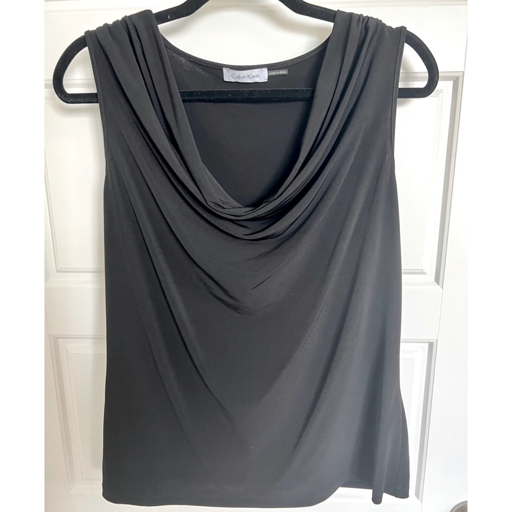 Calvin Klein Size L Black Sleeveless Blouse